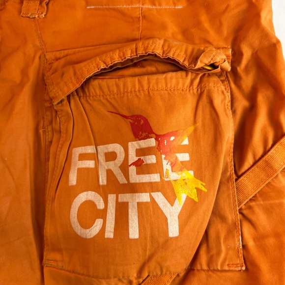 FreeCity - R.H. Vintage - Hummingbird - RARE Orange Cutoff Cargo Shorts - 50/32W - Picture 8 of 11